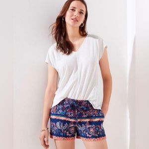 LOFT Paisley Printed Tie Waist Short size 14